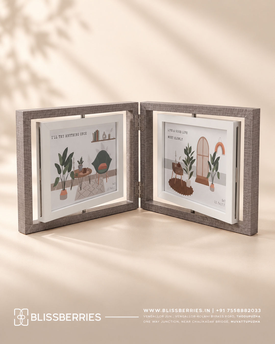 Rotating Double Photo Frame - 4 Side Customizable