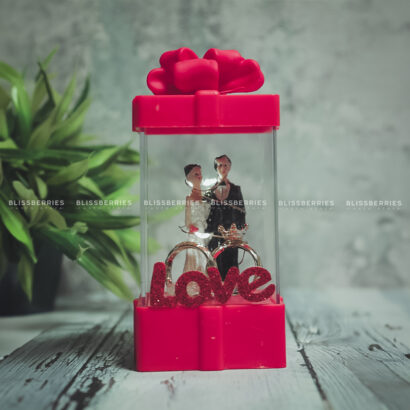 Couple Love Box with Fairy Lights - Romantic Red Decor for Newlyweds