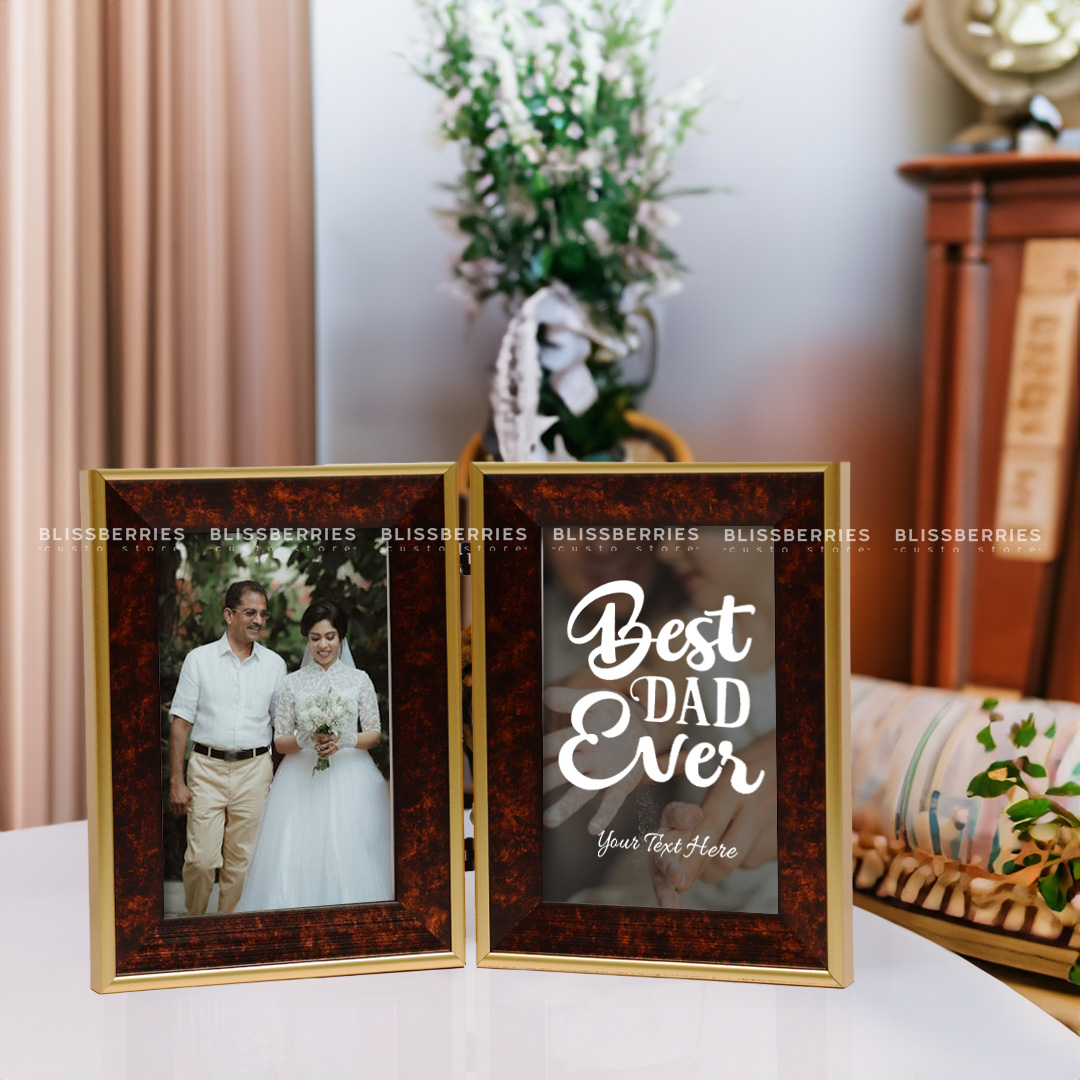 Brown & Golden Booklet Frame - Customizable with 2 Photos & Text - Image 4