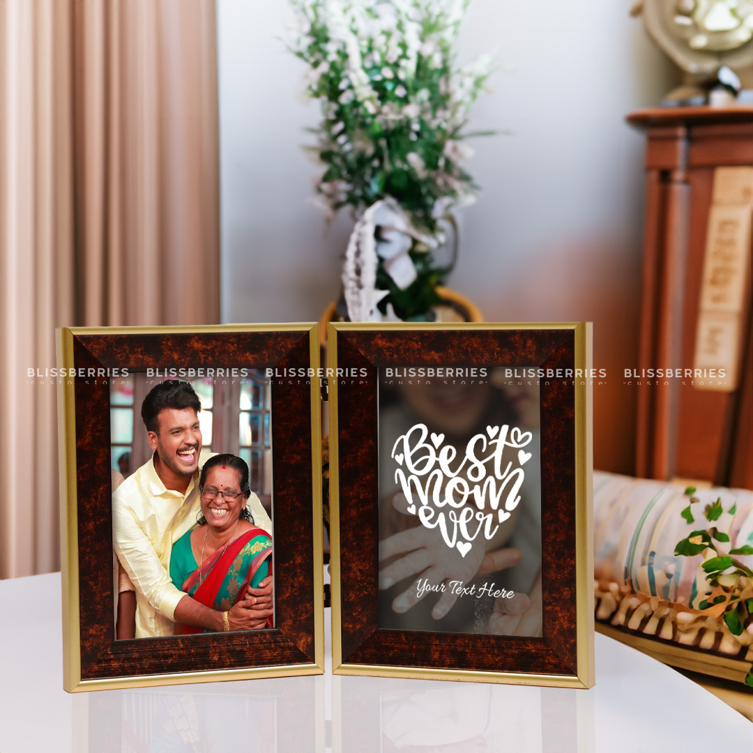 Brown & Golden Booklet Frame - Customizable with 2 Photos & Text - Image 5
