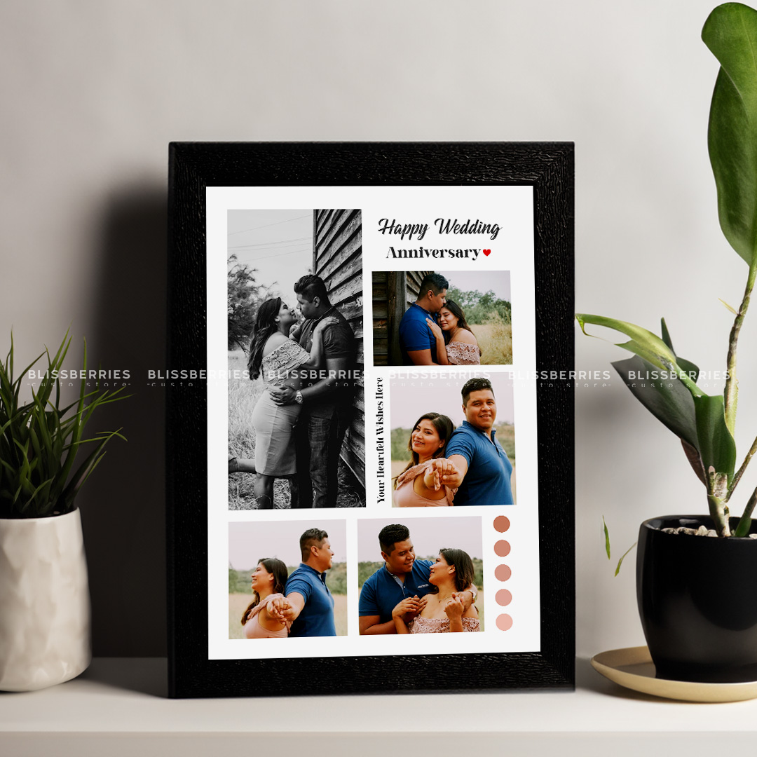 Custom Collage Photo Frame - Personalized 5-Photo Display with Greeting & Message - Image 2