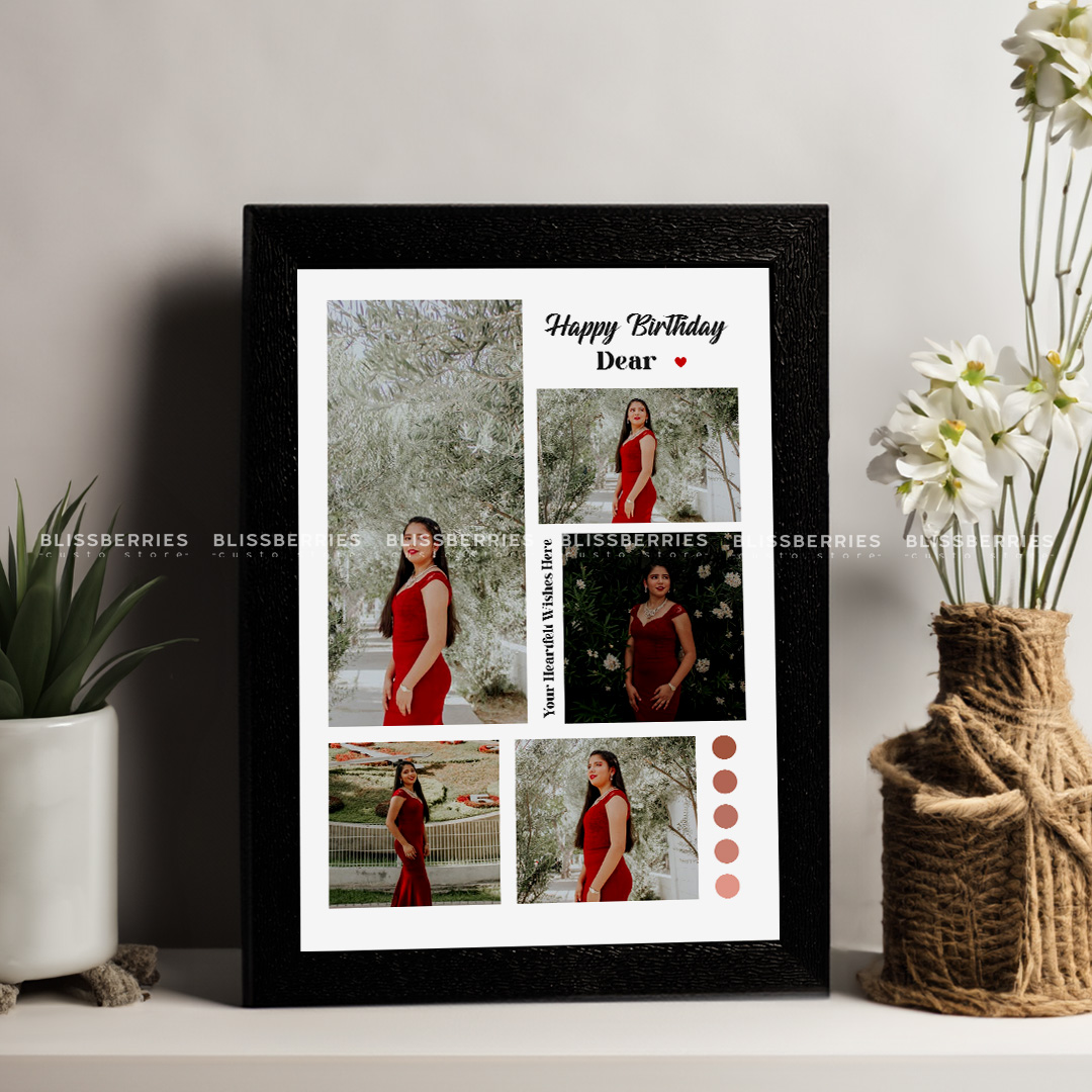 Custom Collage Photo Frame - Personalized 5-Photo Display with Greeting & Message - Image 3
