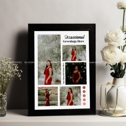 Custom Collage Photo Frame - Personalized 5-Photo Display with Greeting & Message