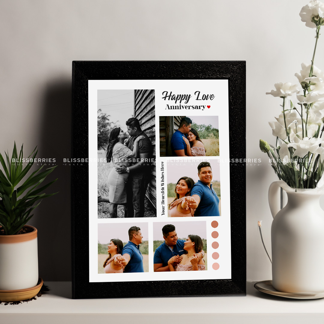 Custom Collage Photo Frame - Personalized 5-Photo Display with Greeting & Message - Image 5