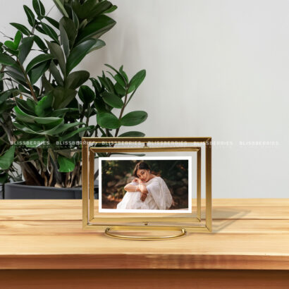 Golden Rotating Photo Frame - Customizable with 2 Photos