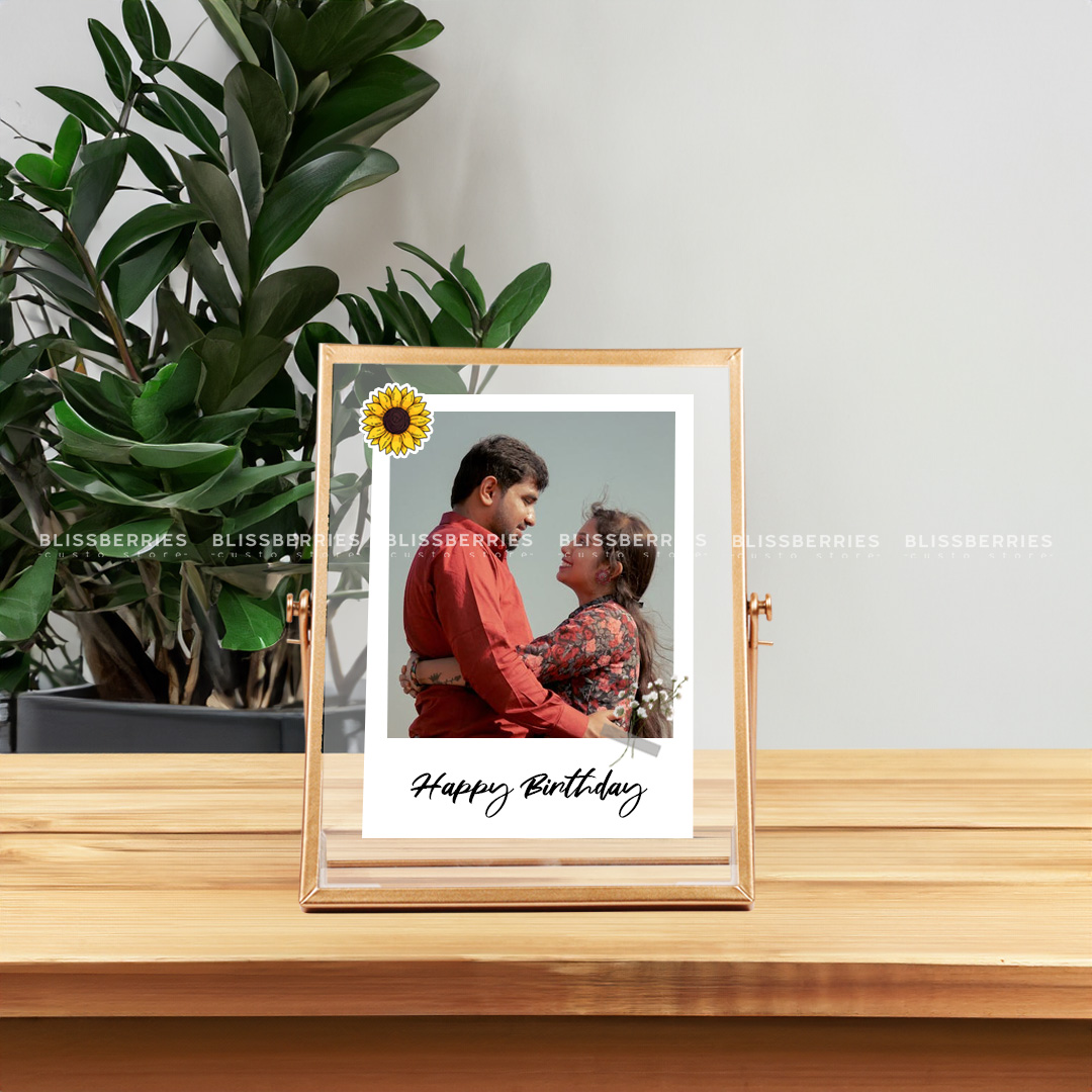 Golden Stand Photo Frame - Customizable with 1 Photo & Text - Image 3