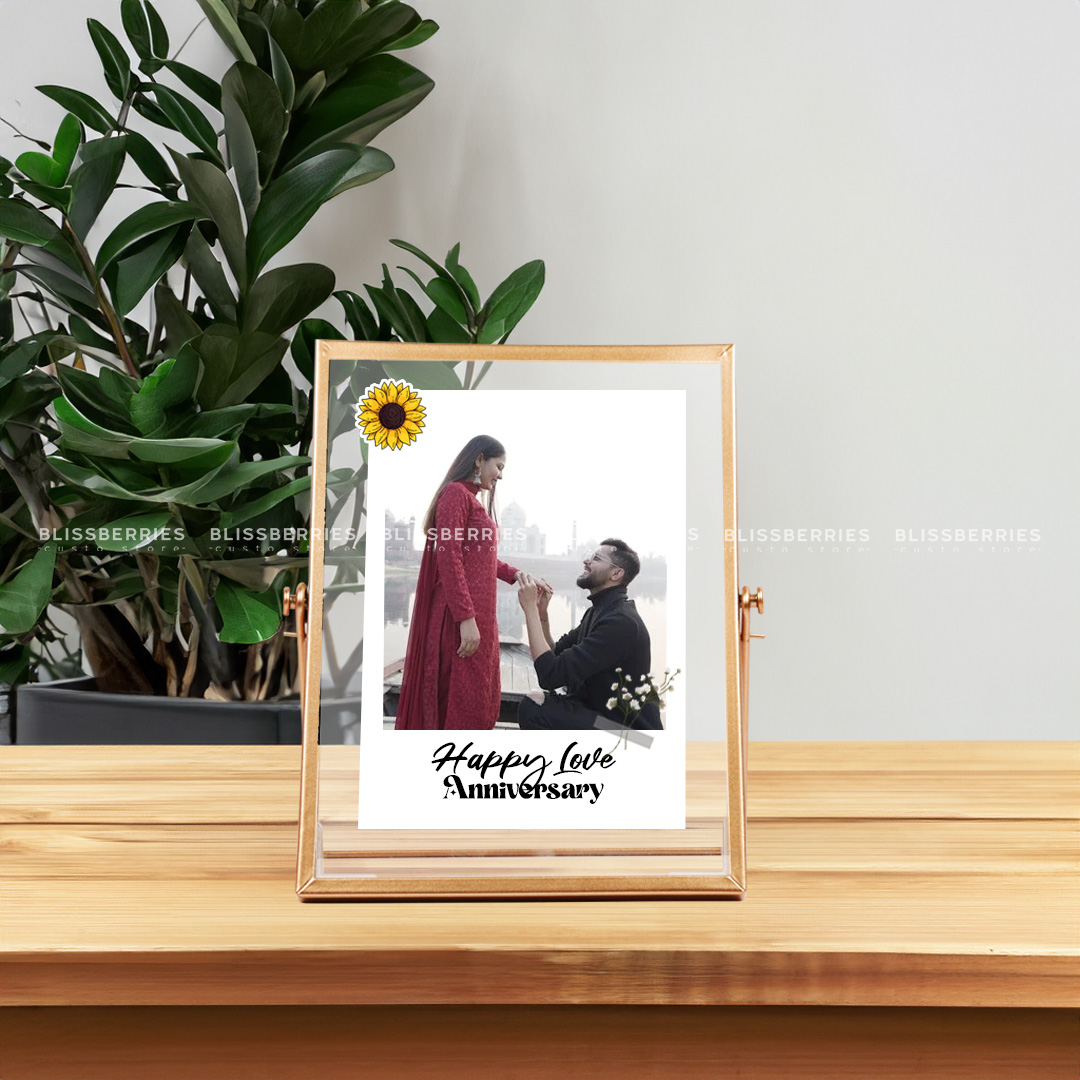 Golden Stand Photo Frame - Customizable with 1 Photo & Text - Image 5