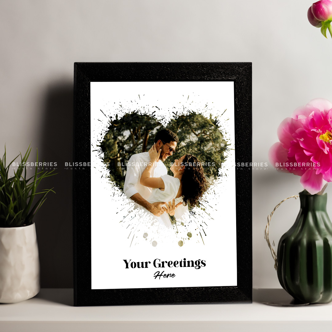 Heart Splash Photo Frame - Personalized Photo with Greeting & Text