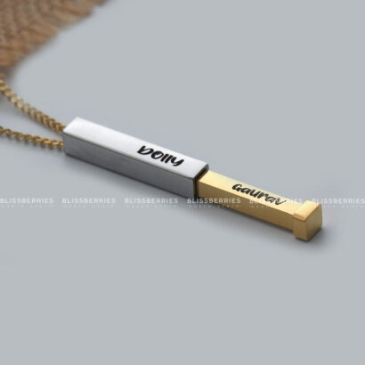 Customizable Hidden Bar Pendant - Personalize with 2 Names