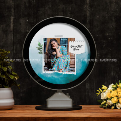 Round Magic Mirror - Customizable with 1 Photo & Text/Greeting with Color-Matched Background