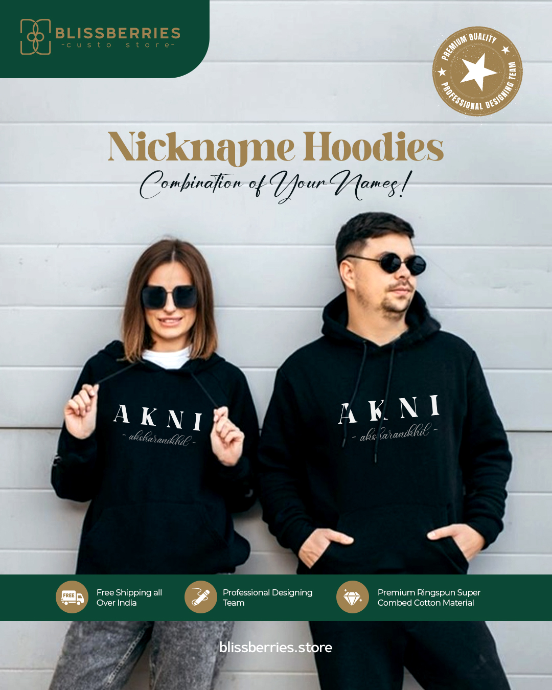 Personalized Couple Nickname Hoodies – Unique Gift for Couples (Combo of 2 Hoodies)