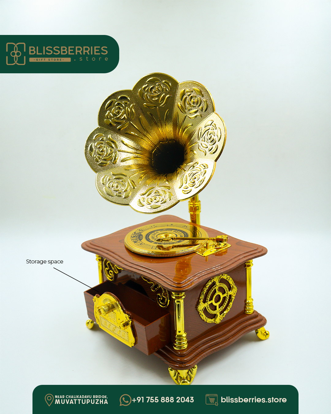 Vintage Gramophone with Storage Box - Image 2