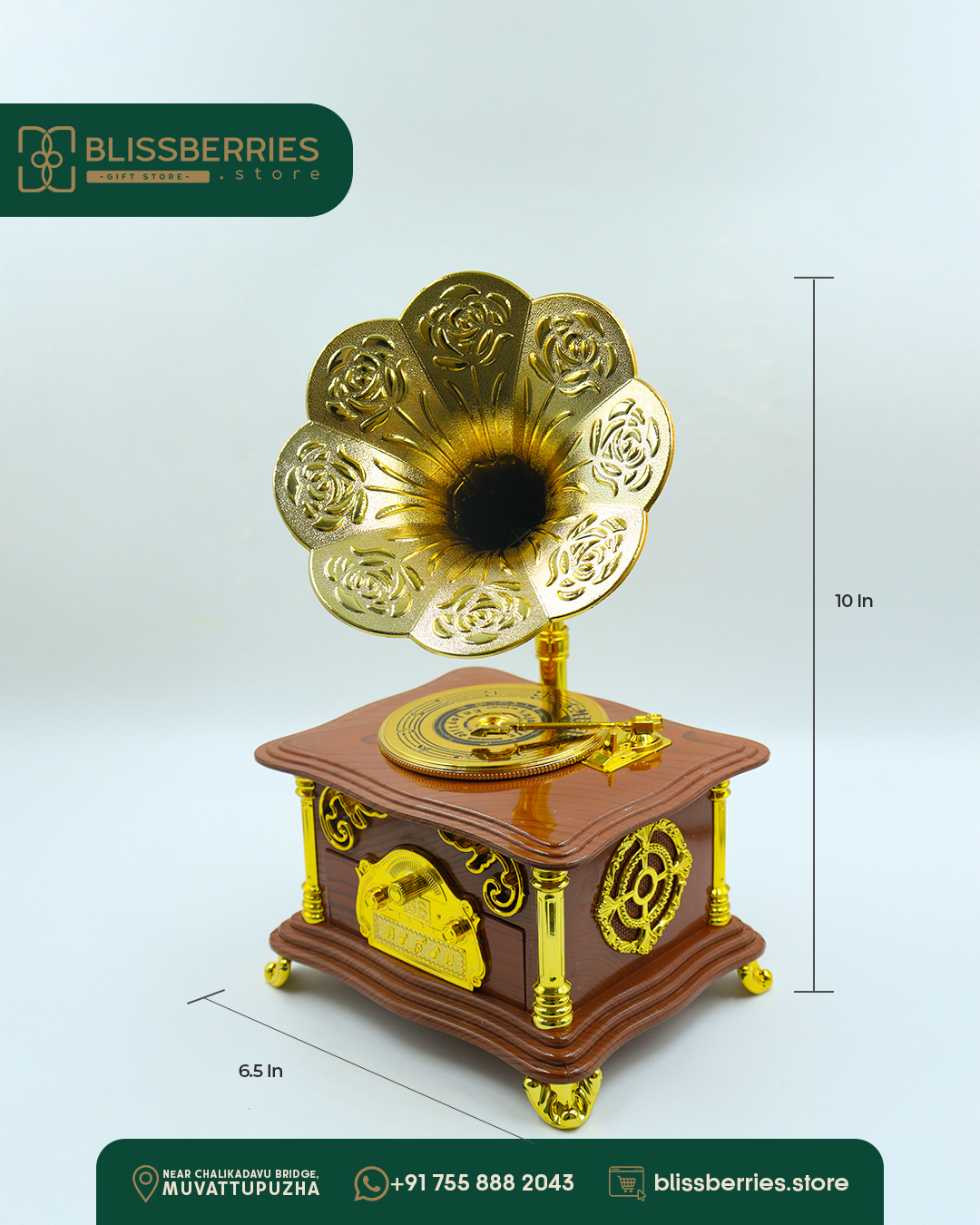 Vintage Gramophone with Storage Box - Image 3