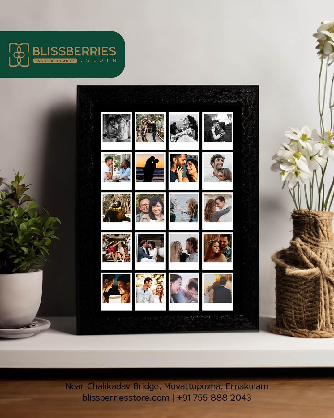 20 Photos Polaroid Black Photo Frame