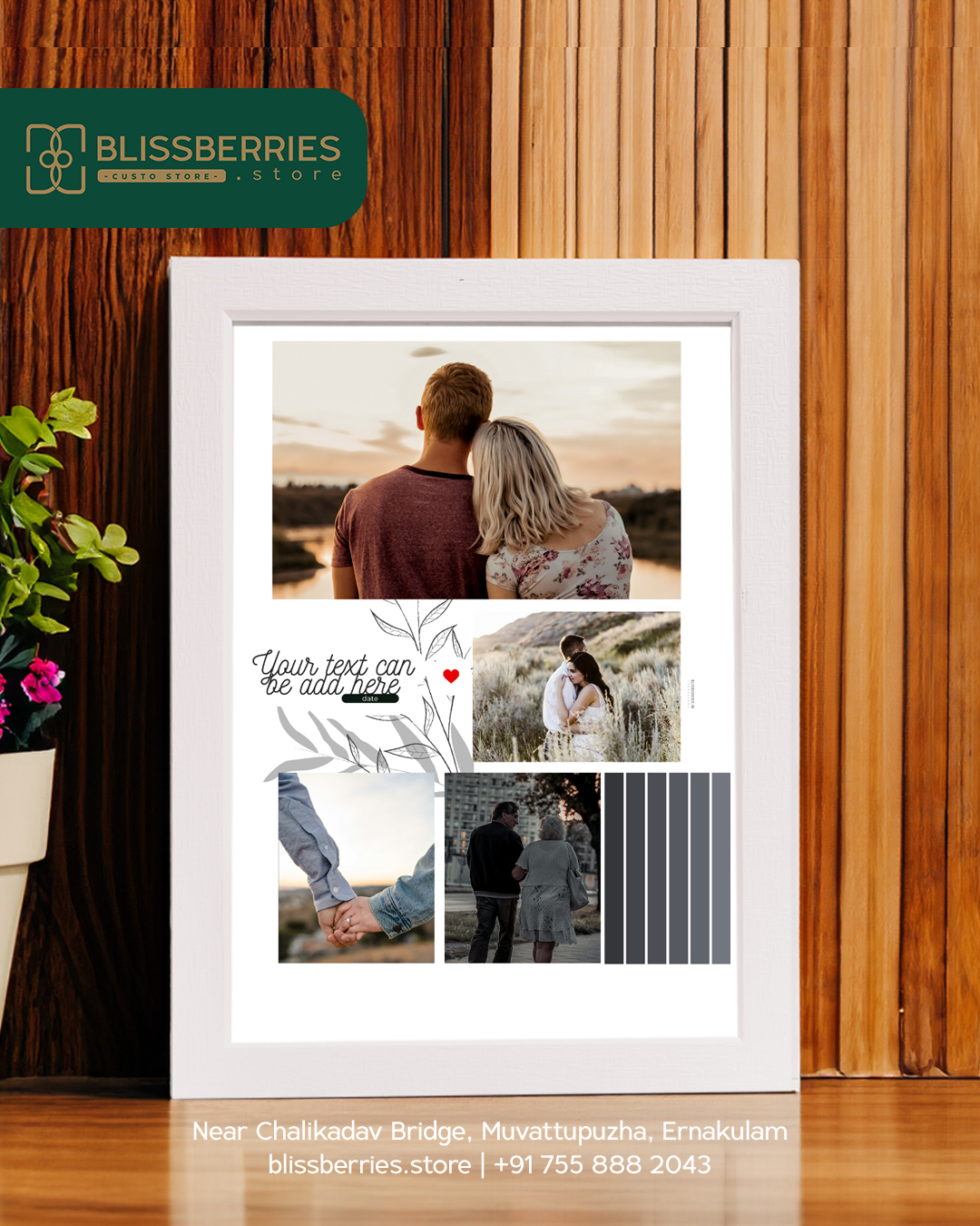 Four-Photo Frame with Custom Message & Date – A Personalized Keepsake