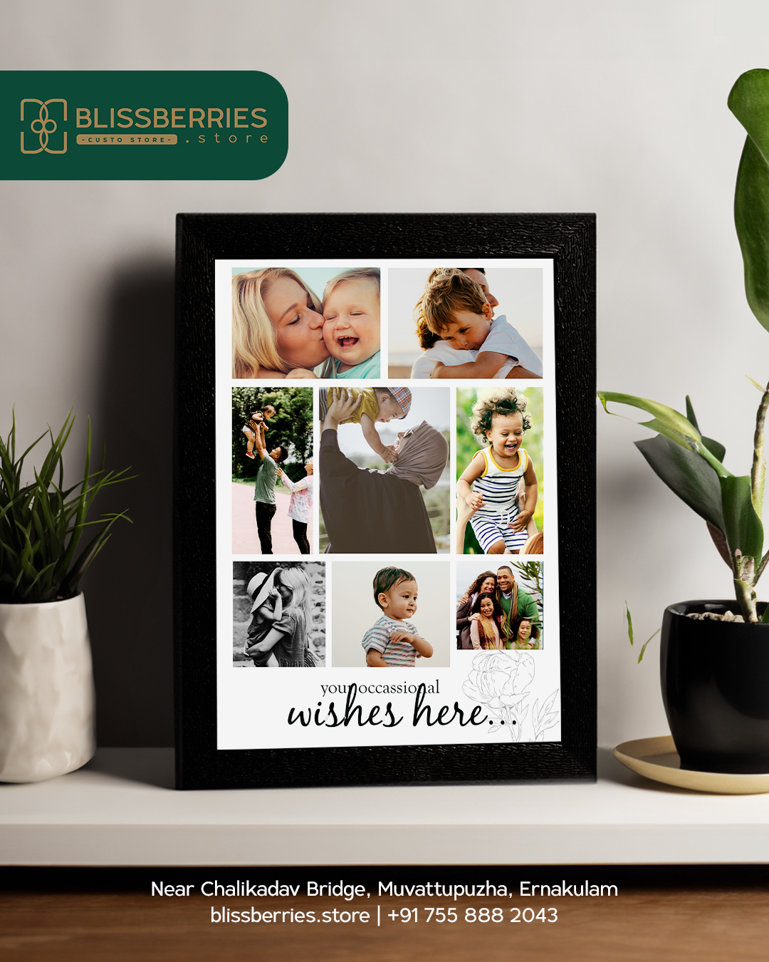 Eight-Photo Collage Frame with Custom Greeting Message – A Personalized Gift