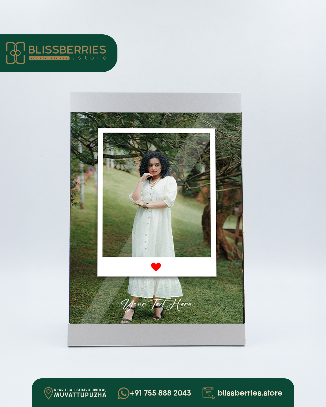 Personalized Silver Border Glass Photo Frame