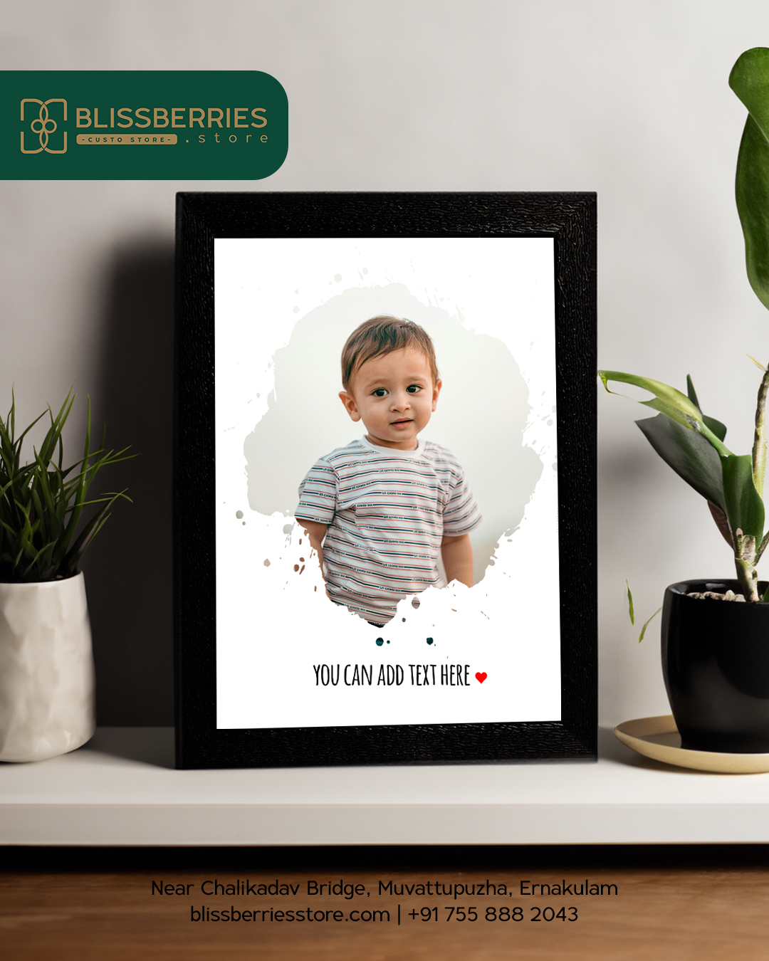 Single-Image Frame with Splash Design & Custom Text – A Stylish Personalized Display