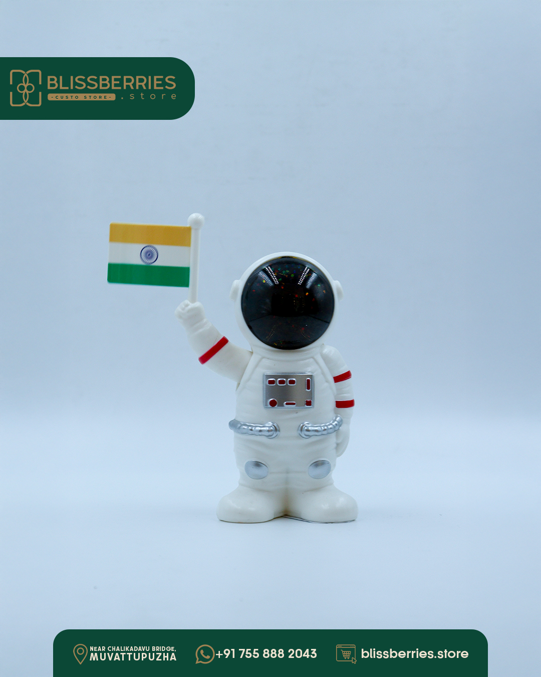 Astronaut Figurine Holding Indian Flag