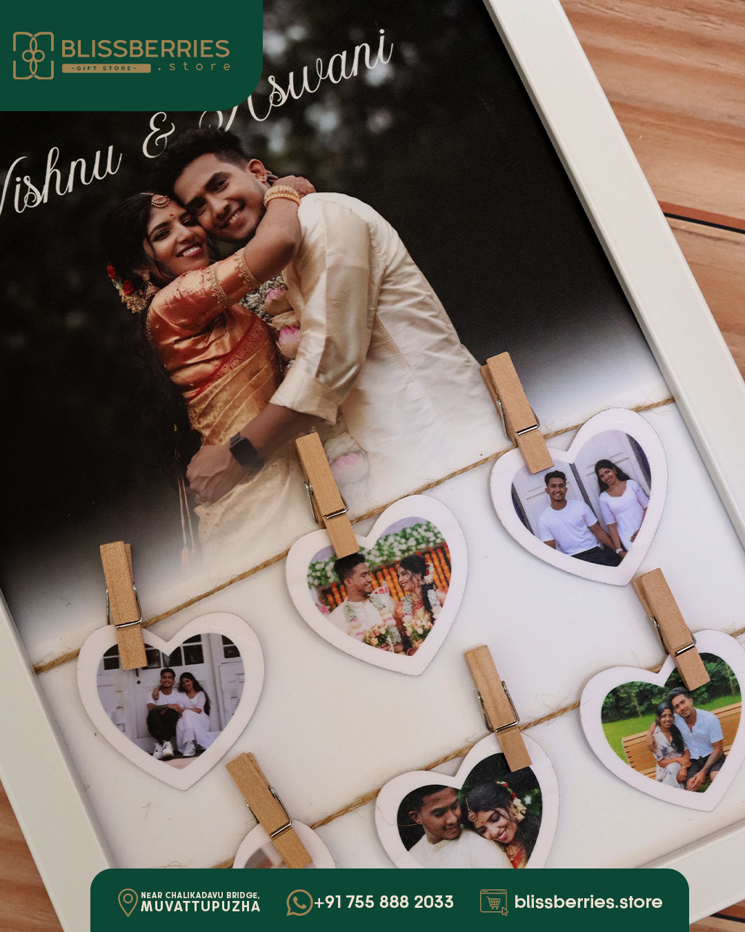 Personalized Clip Your Memories Frame – Custom Love Poloroids with Wooden Clips - Image 2