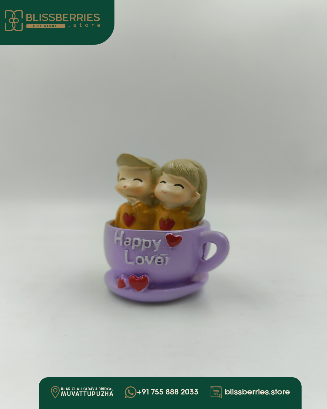 Sweet Love Decorative Coffee Cup Figurine, Romantic Couple Design, Violet Ceramic