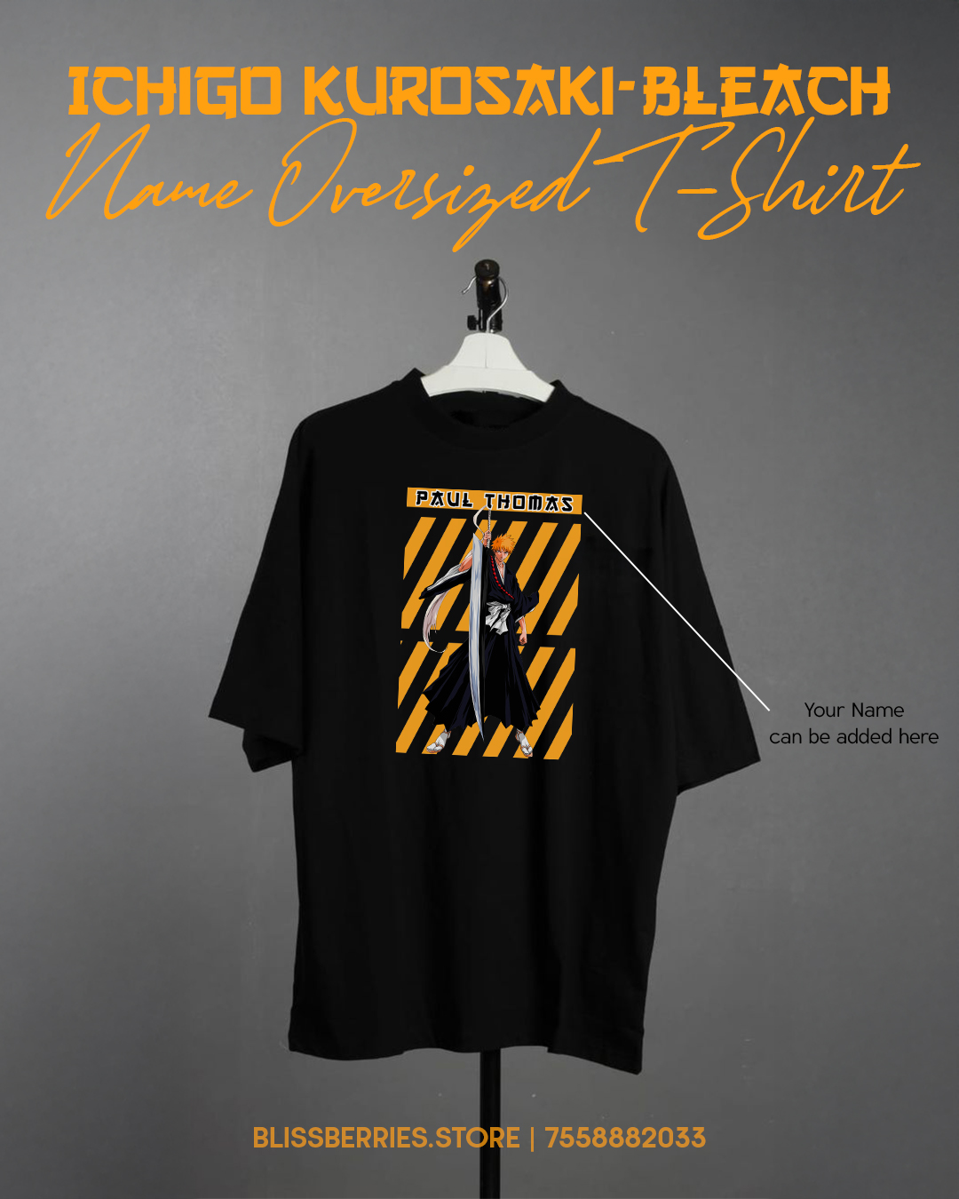 Ichigo Kurosaki Bleach Custom Name Oversized T-Shirt - Image 2