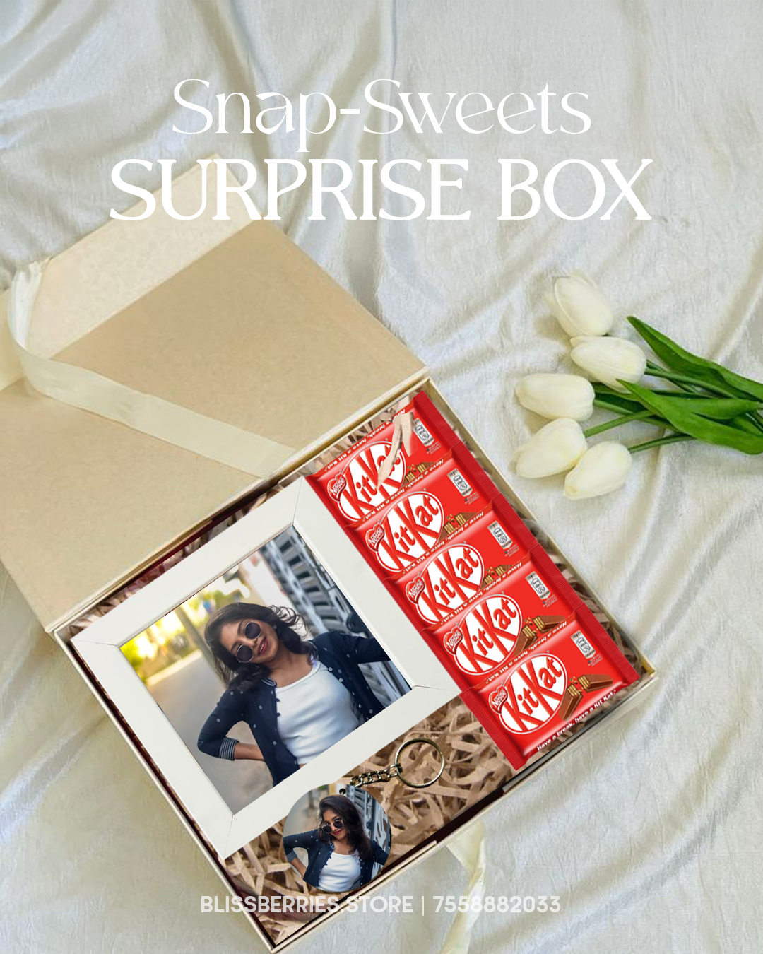 Snap-Sweets Surprise Box | Personalized Frame & Keychain Gift Box | KitKat Treat Hamper for Special Moments