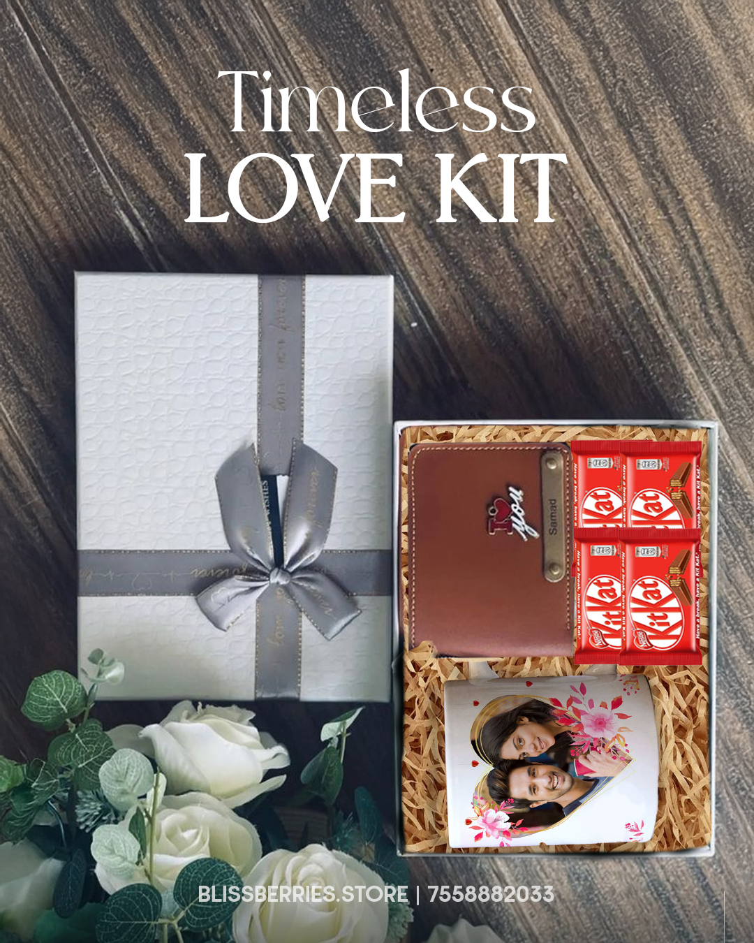 Timeless Love Kit | Personalized Wallet & Mug Gift Box | Chocolate Hamper for Him