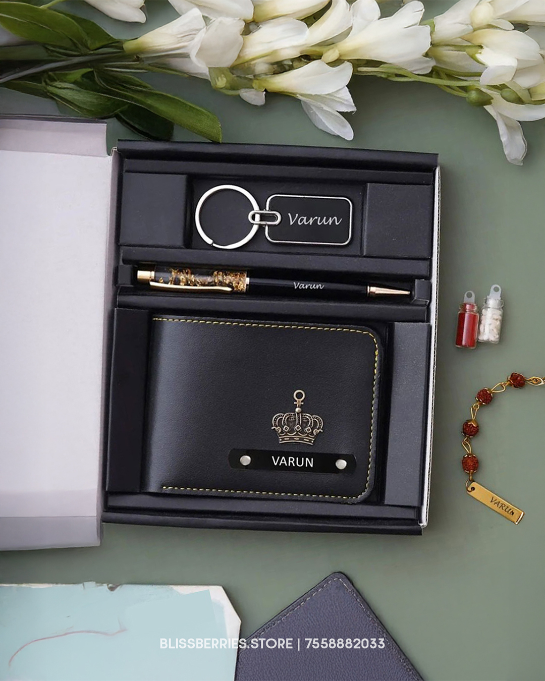 Personalized Metal Wallet, Pen & Keychain Gift Set – Custom Engraved Gift for Men