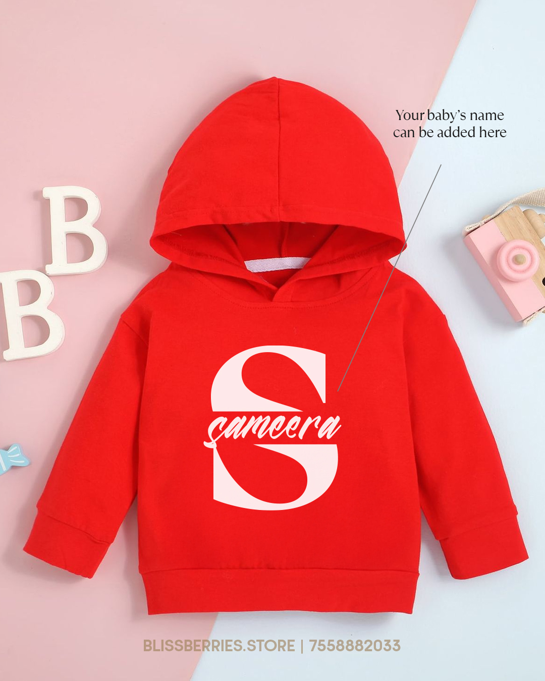 Personalized Kid's Name Hoodie – Custom Initial & Name Print - Image 3