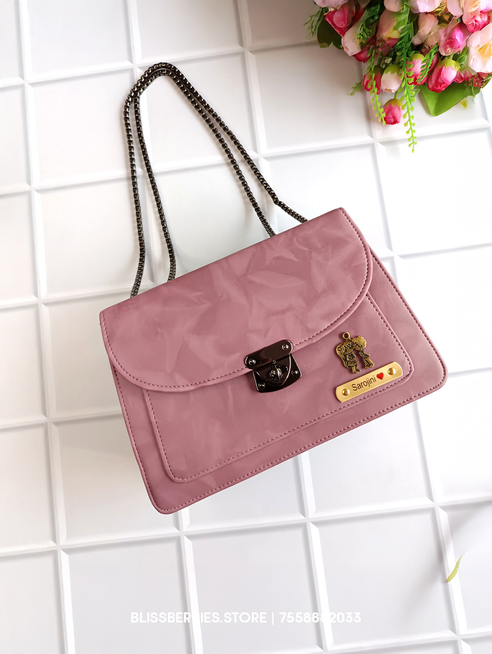 Personalized Imported Sling Bag – Custom Name & Charm, 5 Colors, Stylish Gift for Women & Self-Use