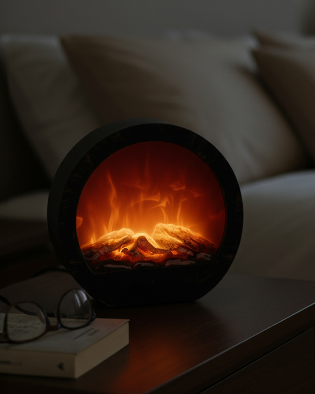 LED Fireplace Ambient Light, USB Powered Table Lamp for Bedroom, Home Decor