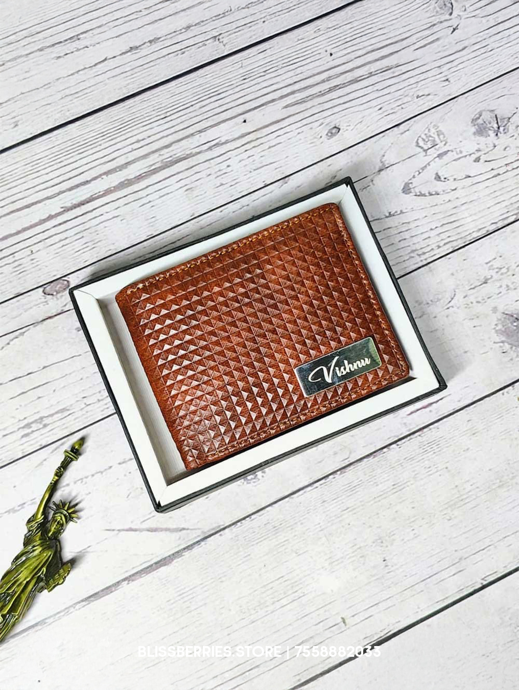 Briks Men’s Leather Wallet with Name Plate – 8 Compartments - Customize with Any Name