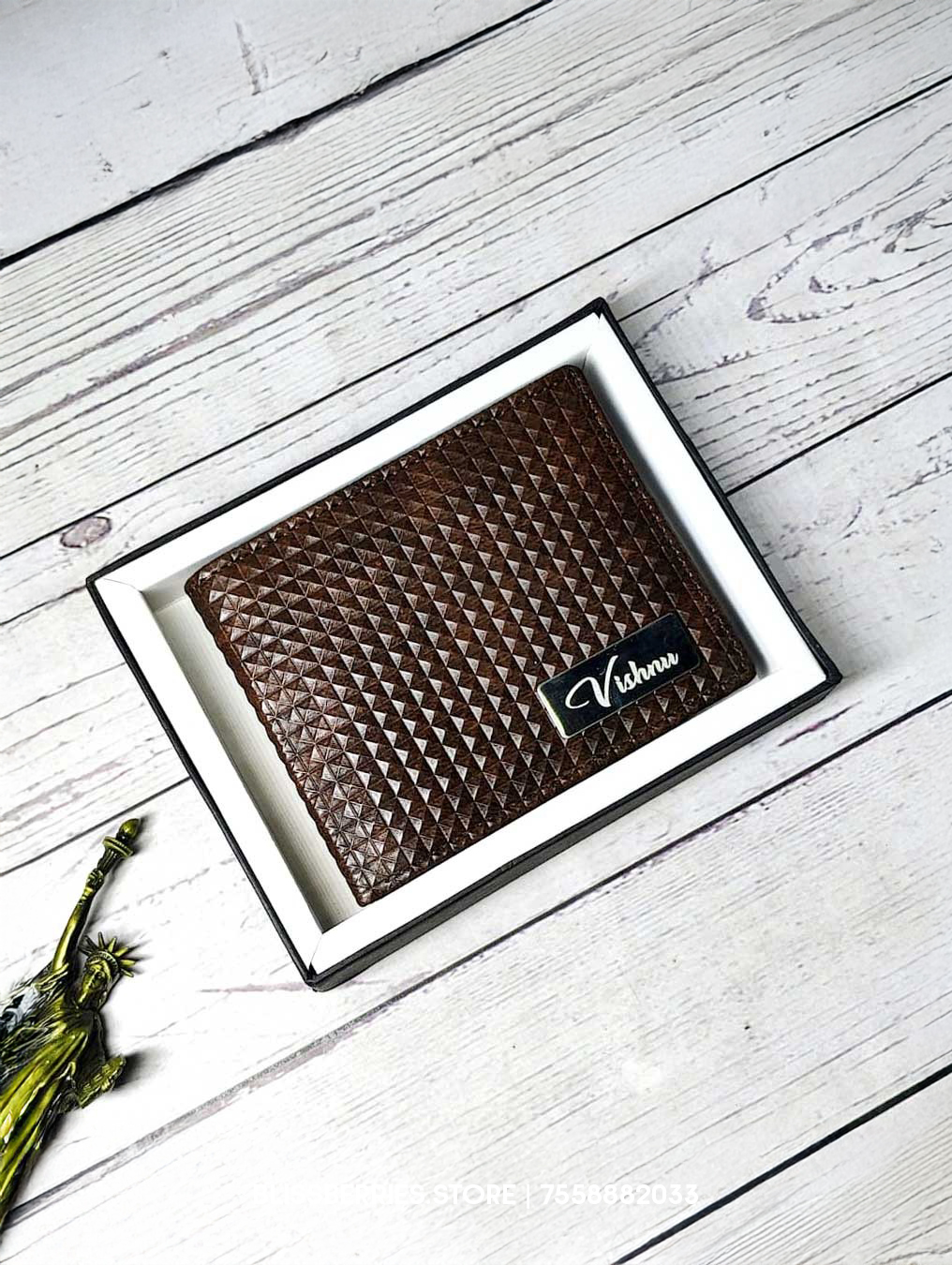 Briks Men’s Leather Wallet with Name Plate – 8 Compartments - Customize with Any Name - Image 3