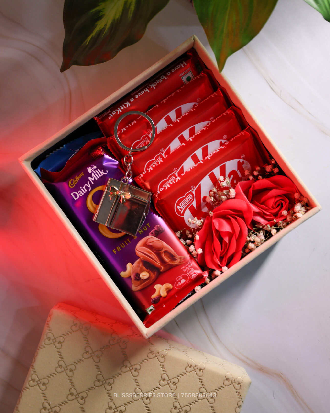 Budget-Friendly Chocolate Hamper Gift Box with Customized Metal Keychain