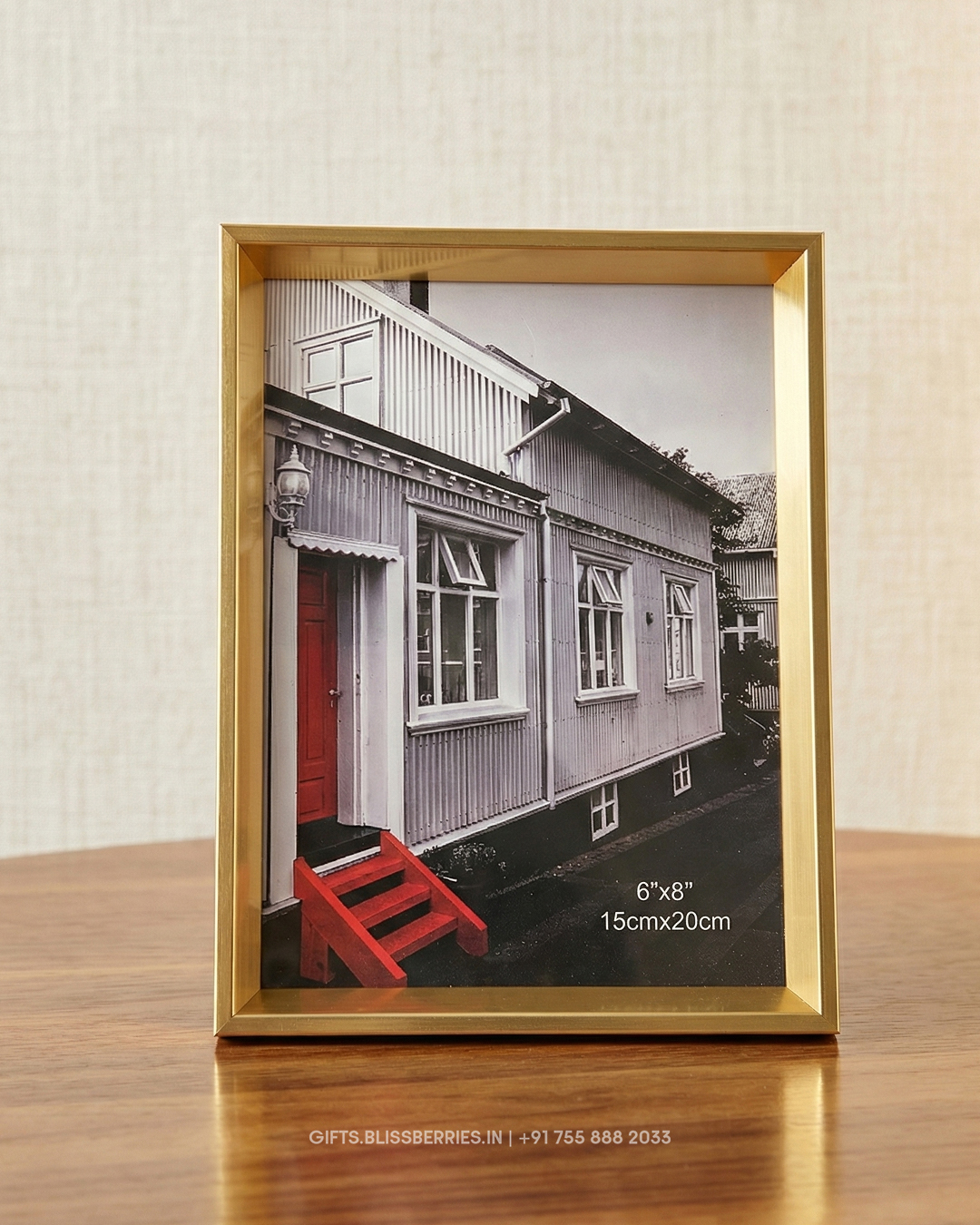 Golden Metallic Table Photo Frame 6×8 | Premium Elegant Desk Photo Frame for Home & Office Decor