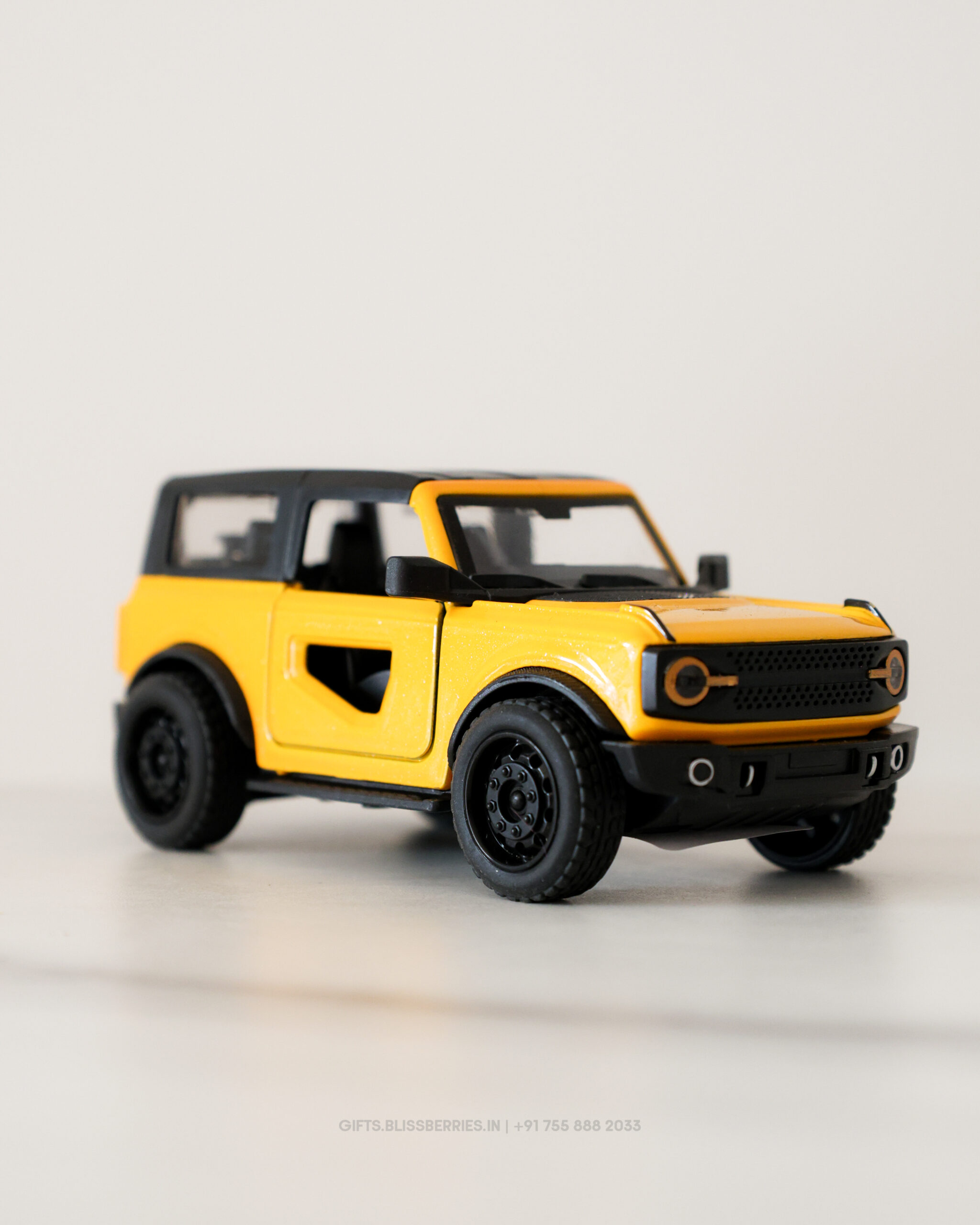 Ford Bronco Closed Yellow Die-Cast Model Car | Premium Off-Road SUV Collectible with Detailed Finish