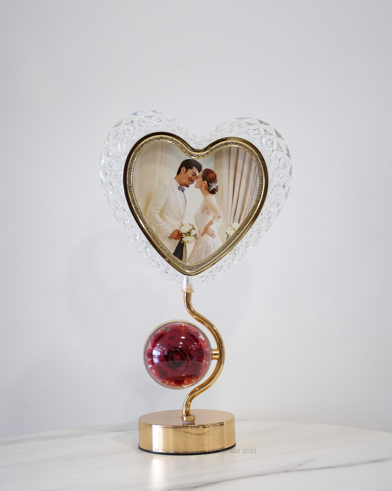 LED Crystal Heart Frame with Rose Globe | Romantic Decorative Lamp for Home, Bedroom & Anniversary Gifts