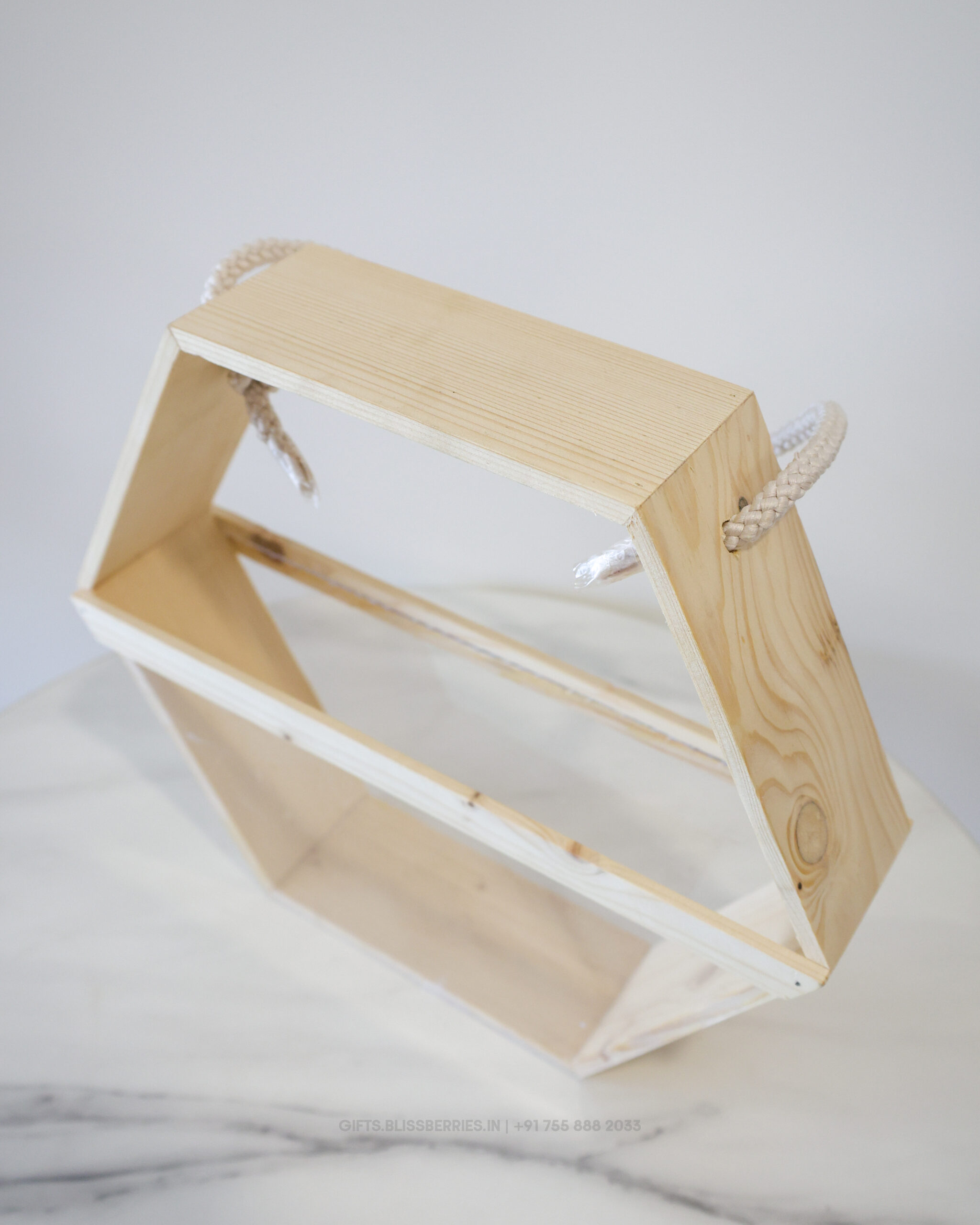 Wooden Hexagonal Gift Hamper Box | Premium Handmade Hexagon Rattan Box for Birthday, Anniversary & Festive Gifts - Image 2