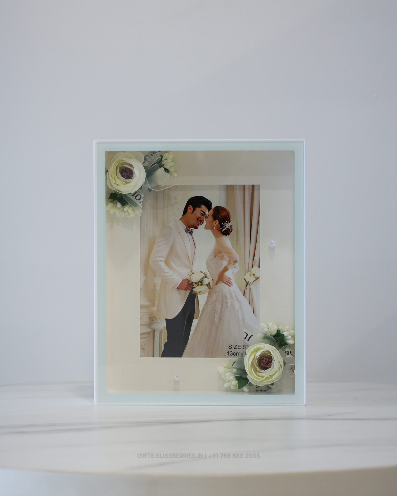 White LED Photo Frame with White Roses 5x7 Inch | Elegant Romantic Illuminated Photo Frame for Home Décor & Gifting