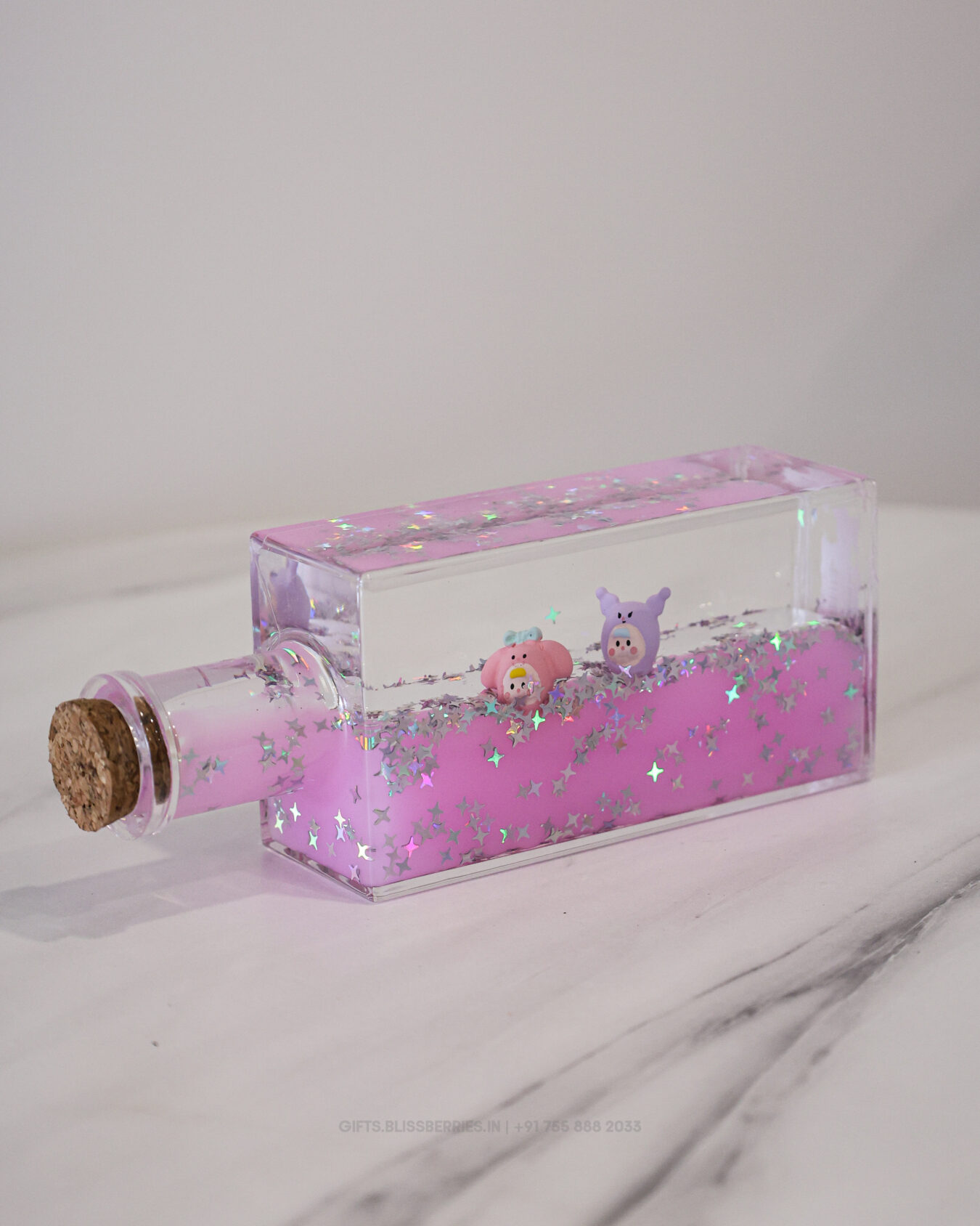 Pink Gel Paper Bottle Weight | Decorative Desk Paperweight for Office, Study & Home Décor