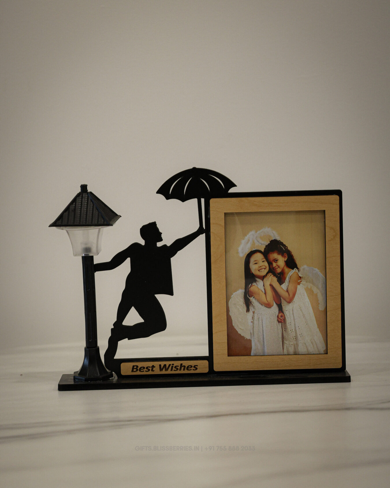 Black Wooden Silhouette Figure Photo Frame 3×4 Inch | Artistic Tabletop Wooden Photo Frame for Home Décor