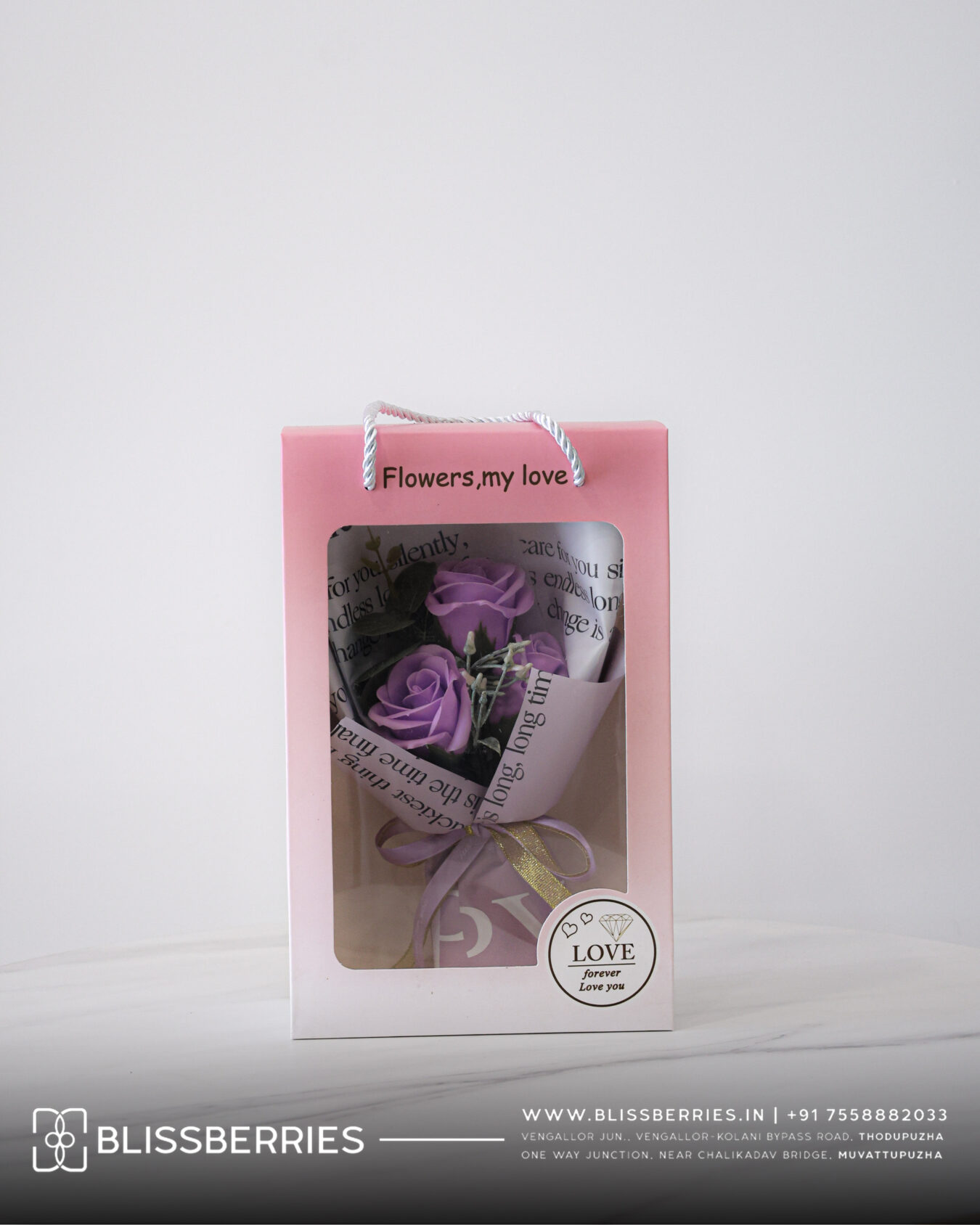 Valentine’s Day Special Lavender Rose Shopper Style Bouquet Box | Elegant Romantic Floral Gift for Her