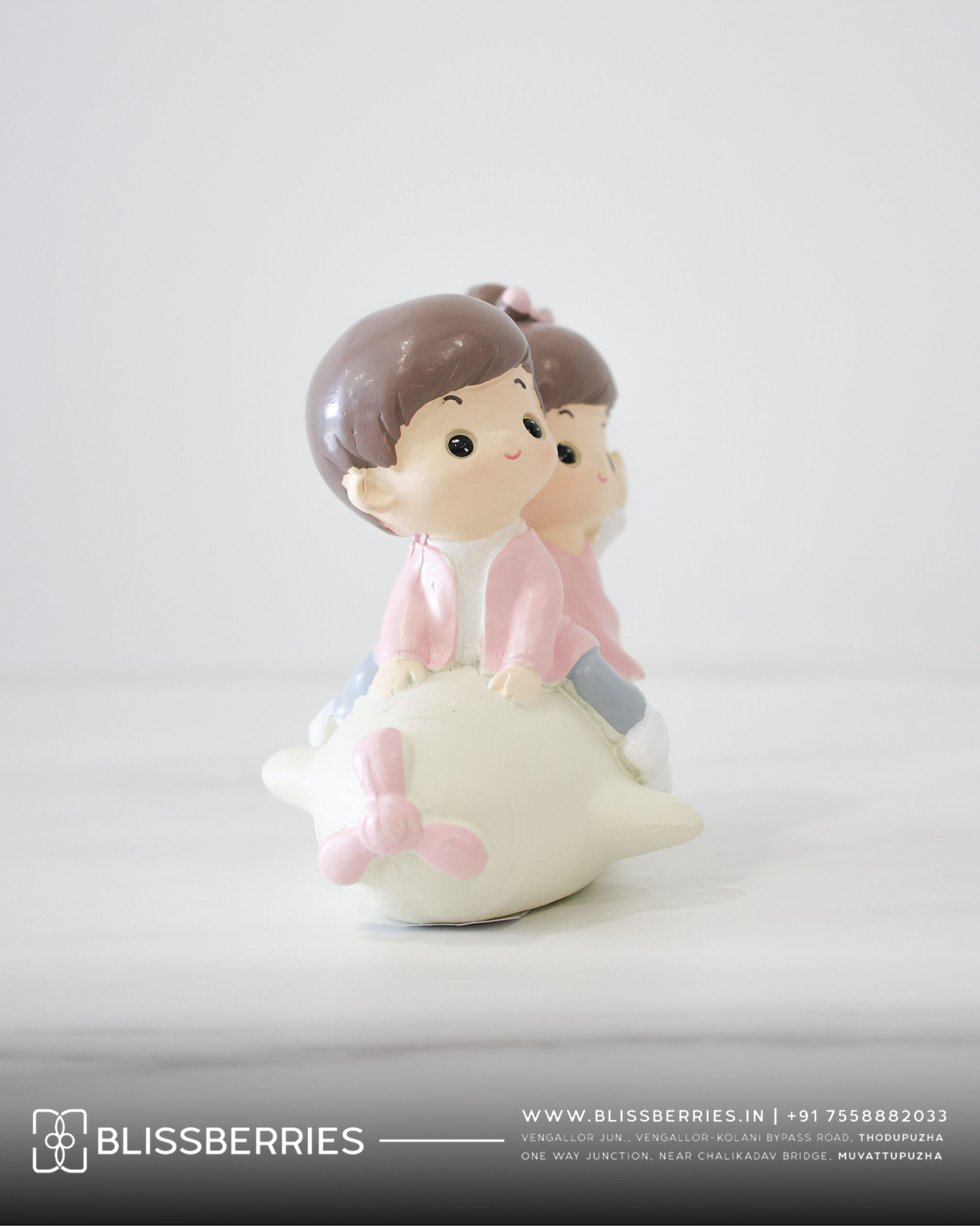 Miniature Pink Couple in Airplane Ceramic Showpiece | Romantic Travel-Theme Home Décor Gift - Image 3