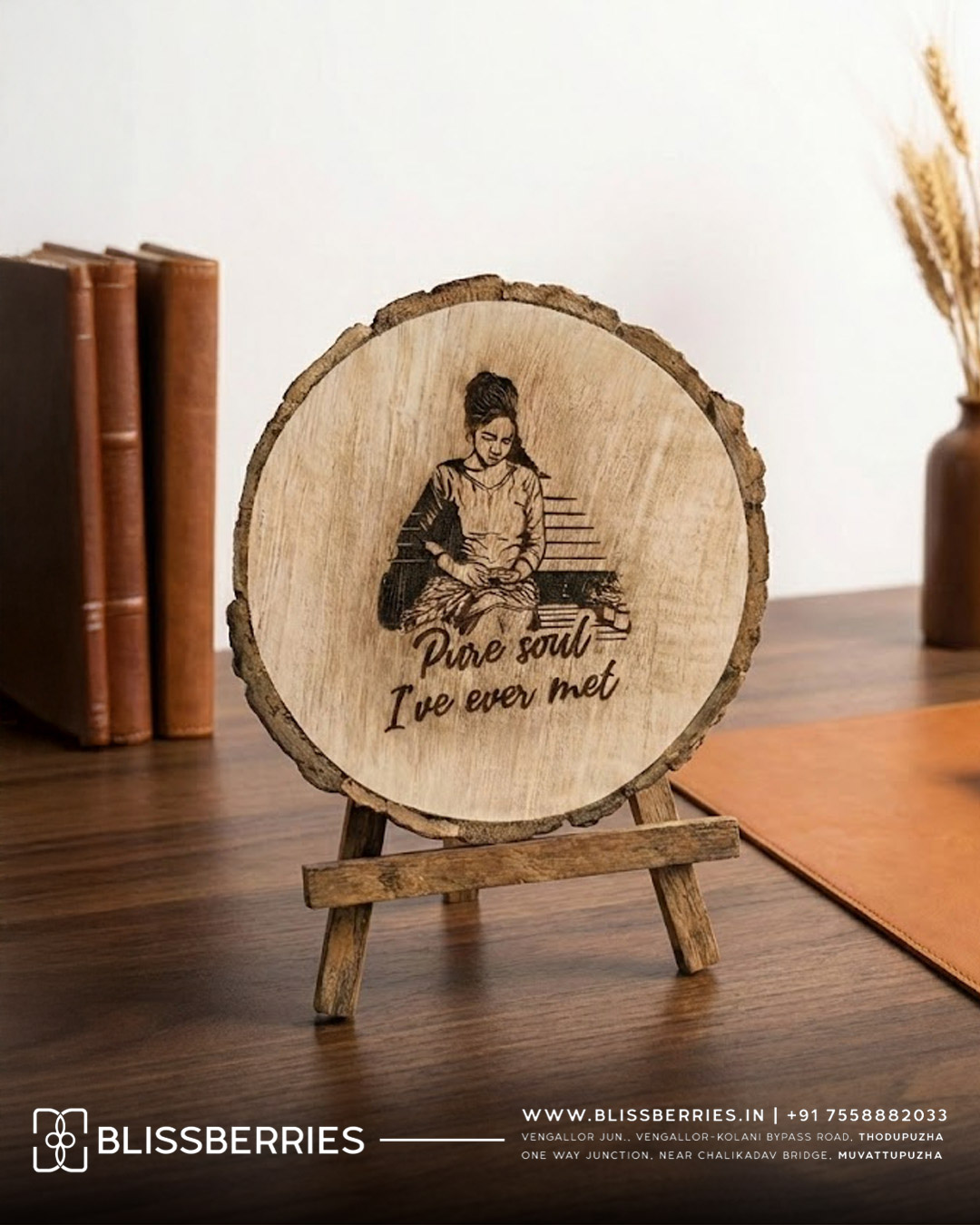 Personalized Wooden Engraved Photo Desk Frame | Custom Name & Message Gift