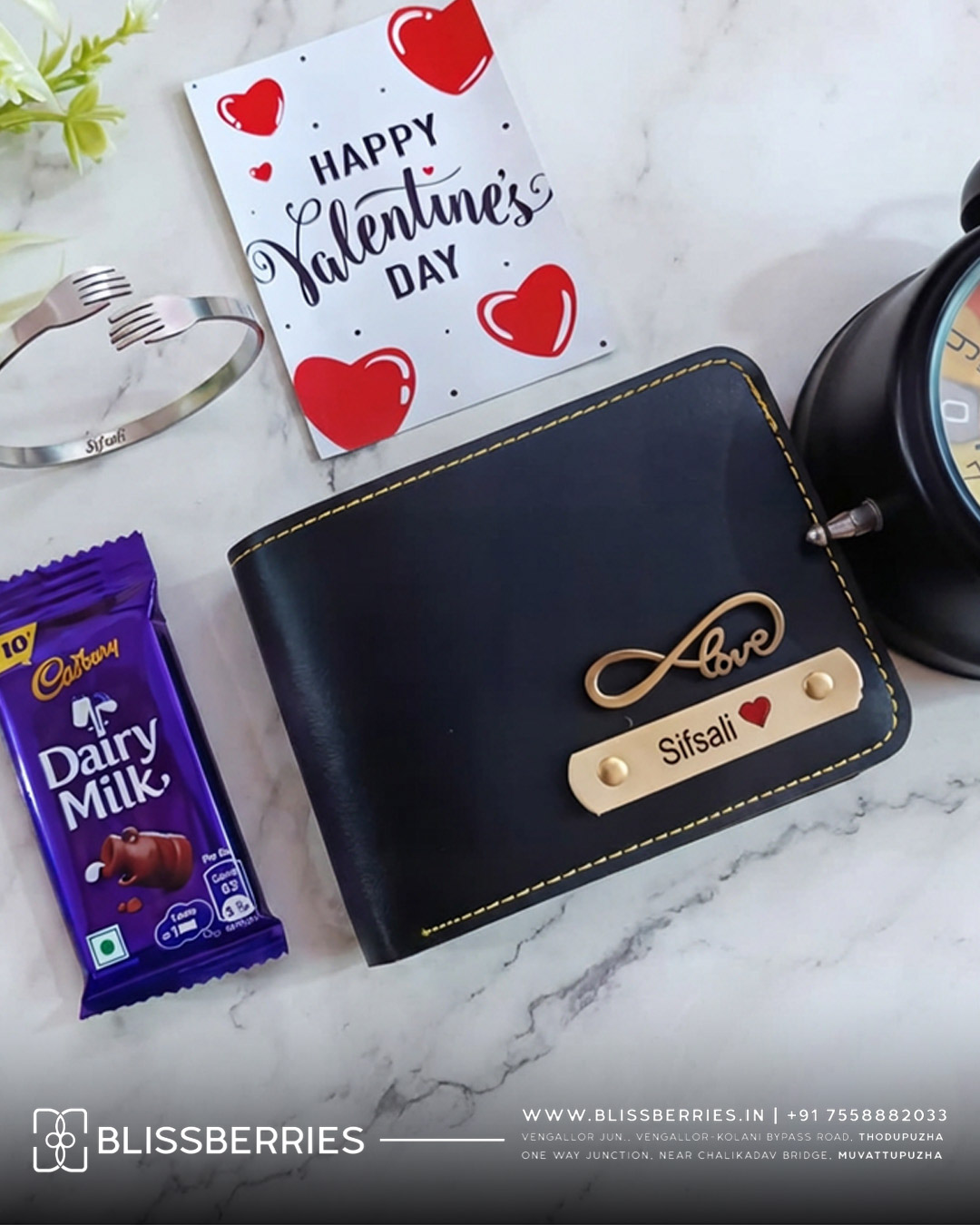 Valentine’s Day Special Men Mini Gift Combo Set | Personalized Wallet, Hug Kada, Dairy Milk & Valentine Card | Romantic Gift for Him