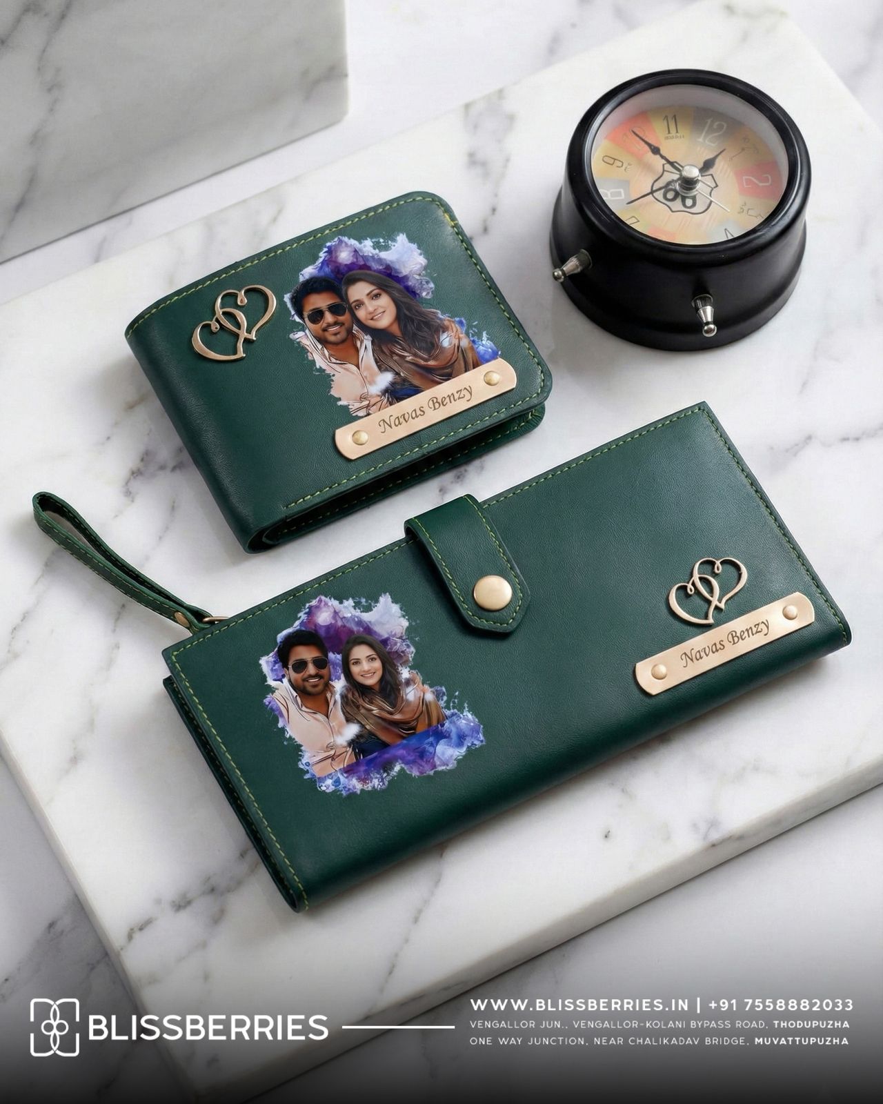 Colour Photo Couple Wallet Combo Gift Set | Personalized Photo Wallet for Couples