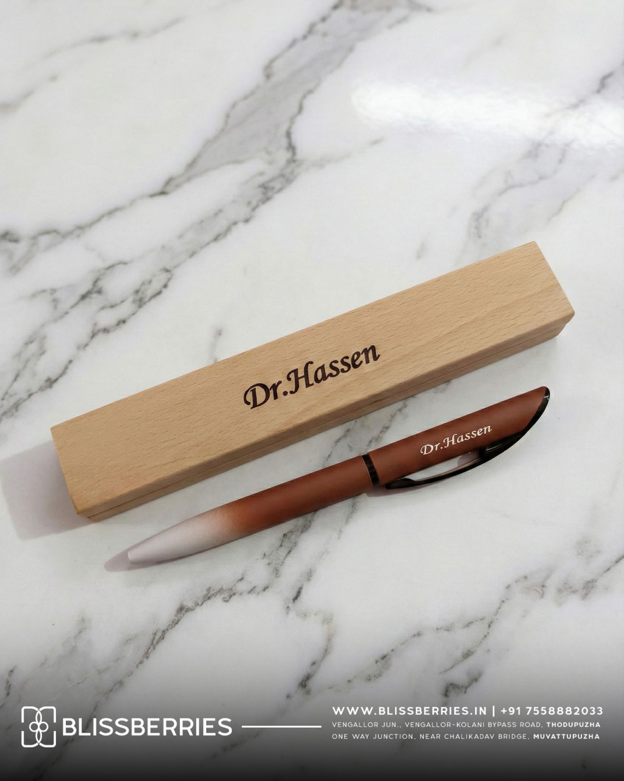 Customized Pen with Wooden Box | Personalized Engraved Pen Gift Set