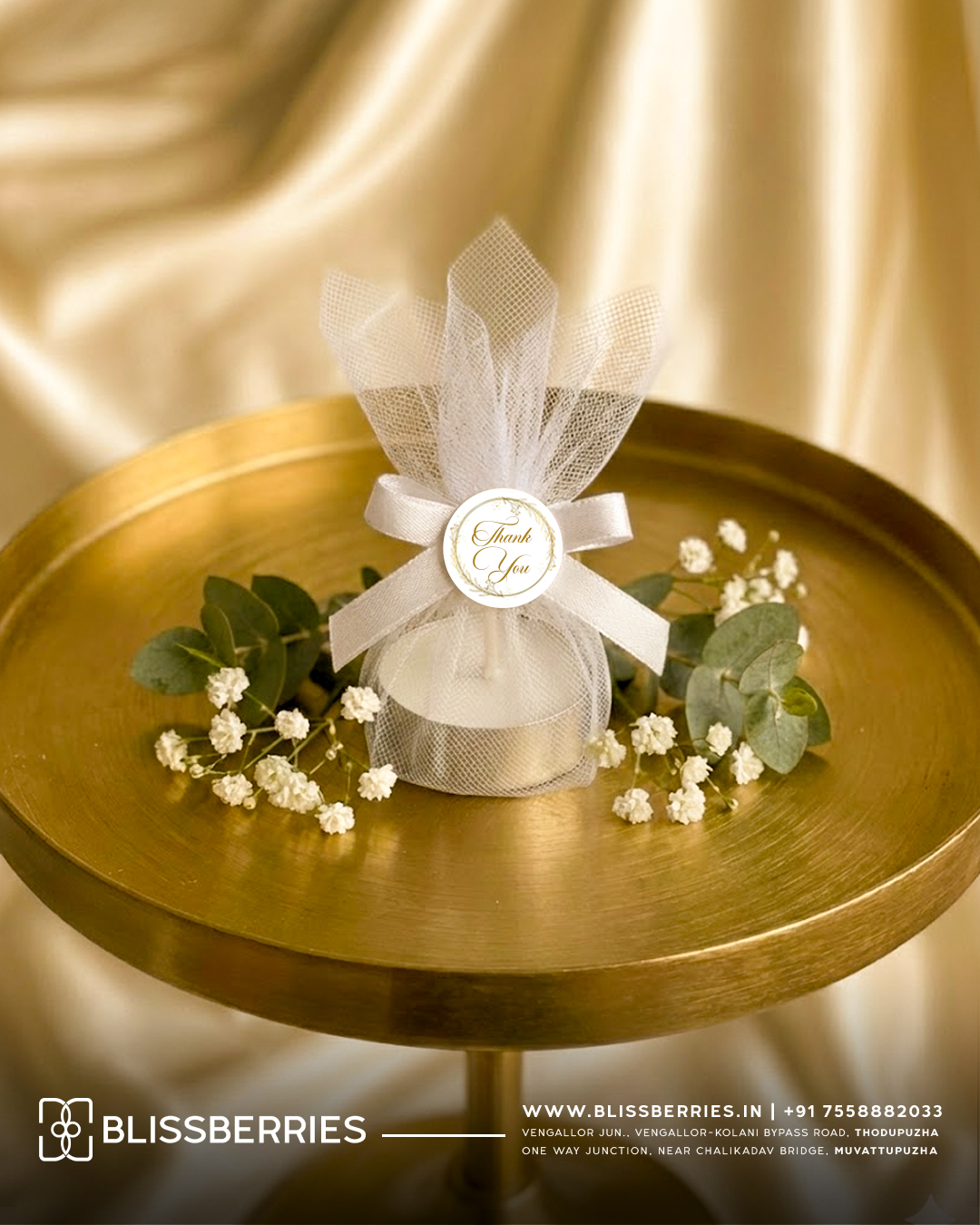 Wrapped Tea Light Candle Return Gift | Decorative Thank You Candle for Weddings & Events