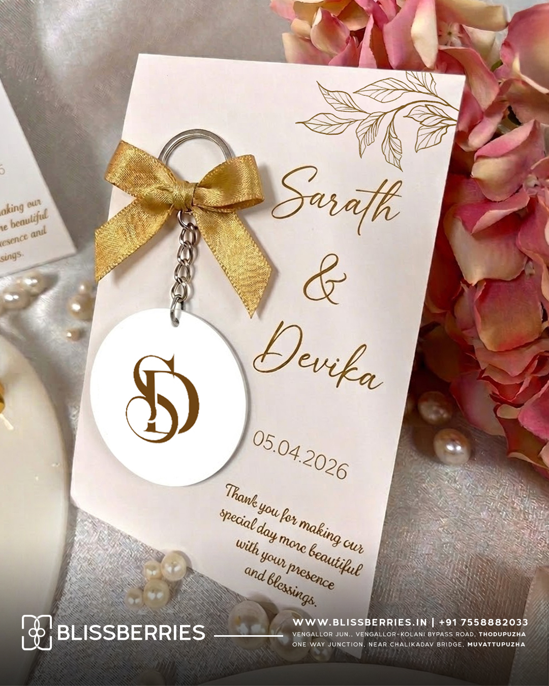 Memorable Customized Keychain Keepsake with Wish Card – Elegant Return Gift for Weddings & Special Occasions